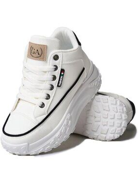 Women's White Comfortable Breathable Walking Casual Fashion Chunky Sneaker Shoes